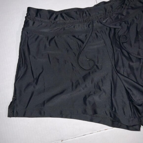 Merona Shorts Womens Medium Black Drawstring Stretchy Activewear Swimwear(K) - Picture 2 of 8